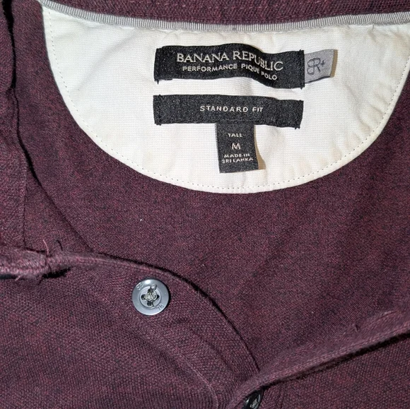 Banana Republic Performance Pique Polo Long Sleeves Deep Red - Picture 5 of 7